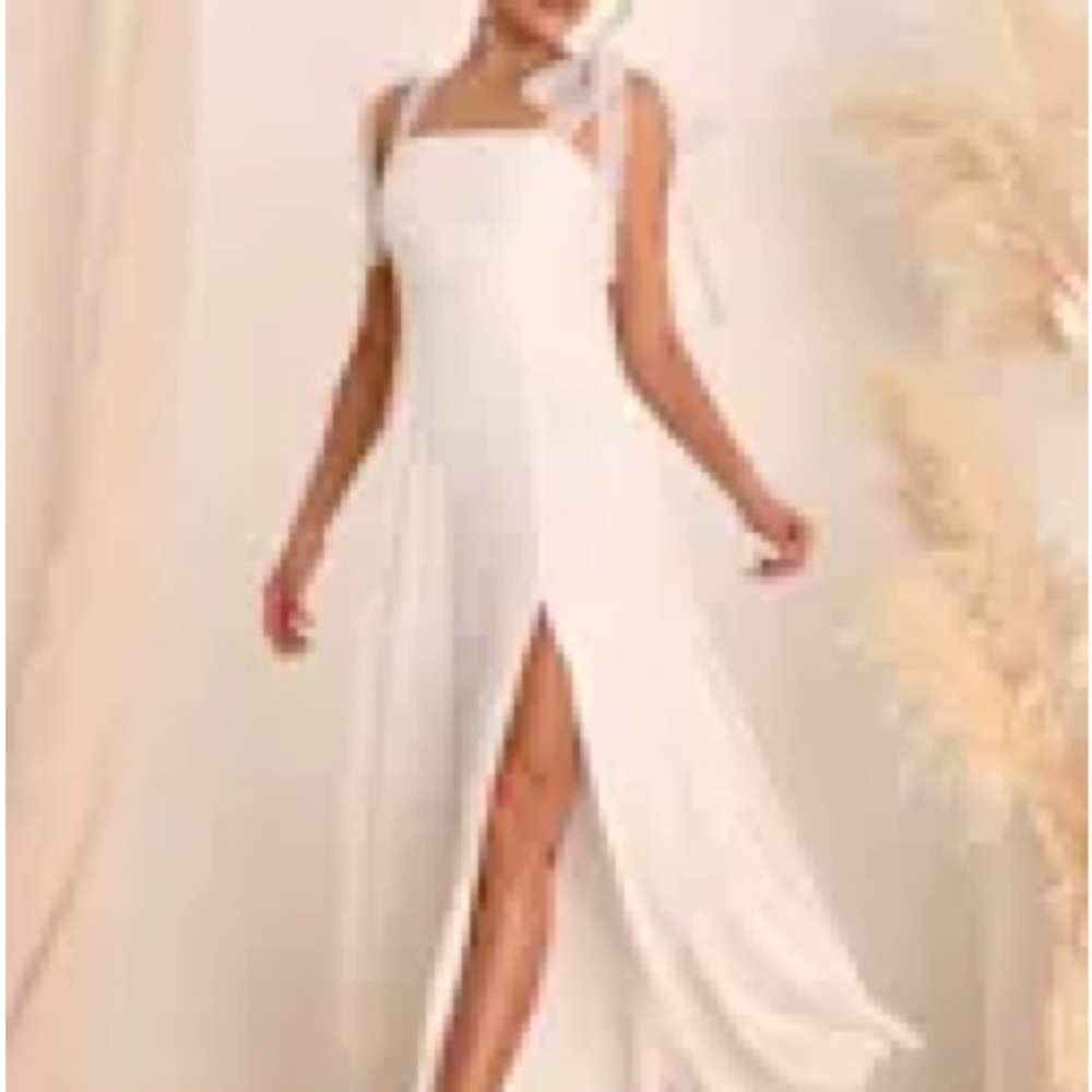 Lulu's White Maxi Dress with Slit